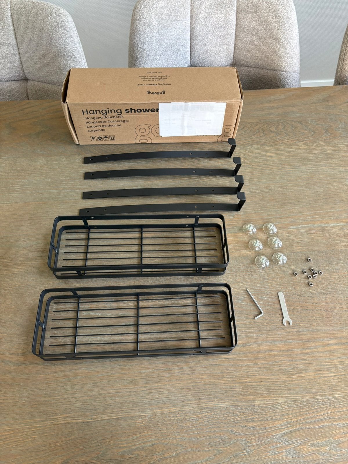 Goliving Doucherek - Doucherek zonder boren - 74 x 35 cm, !, !, Zwart, Ophalen of Verzenden