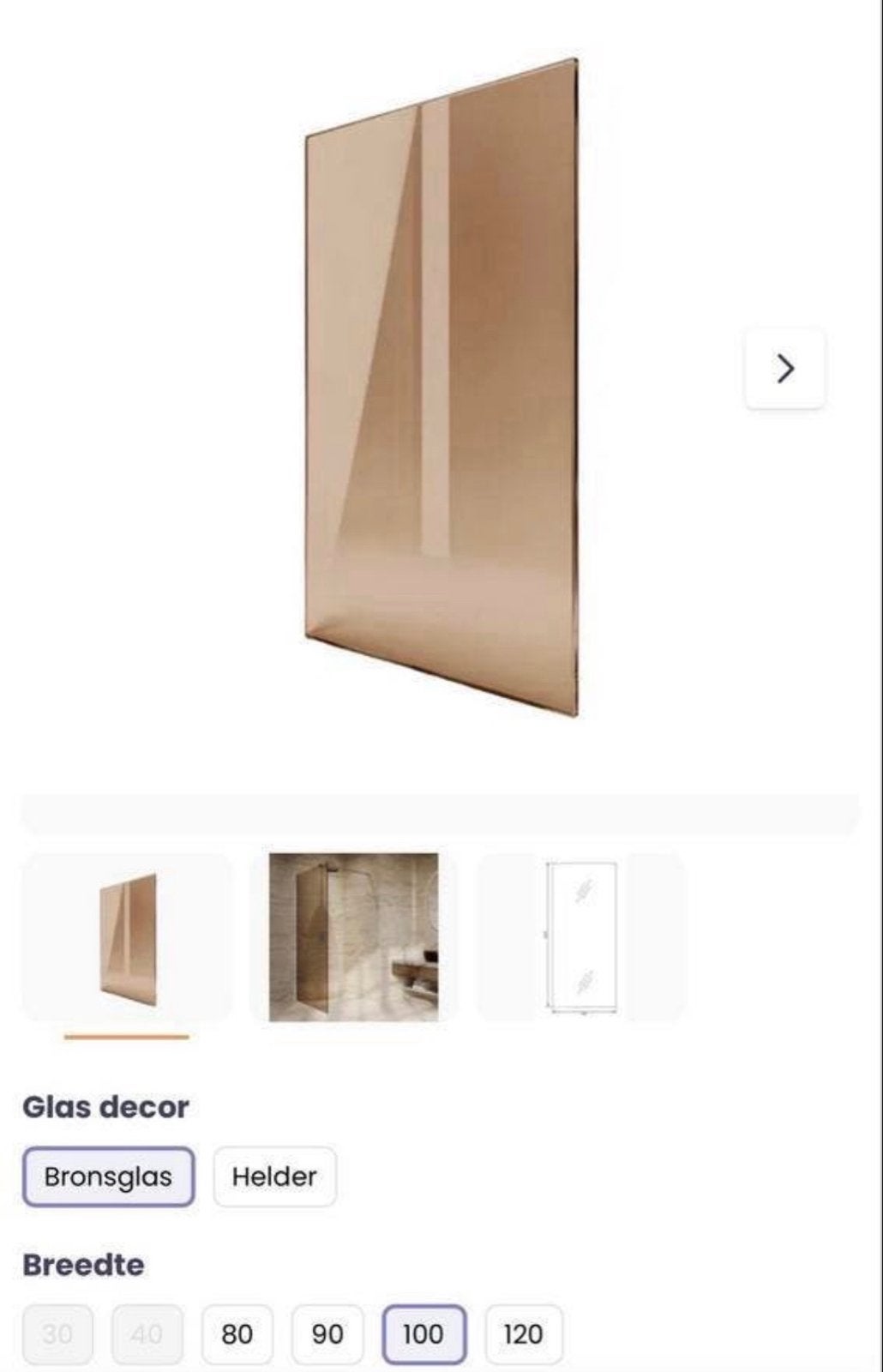 Saniclear Bronze Douchewand 100cm - Brons Glas, Ophalen, Nieuw, Met douche