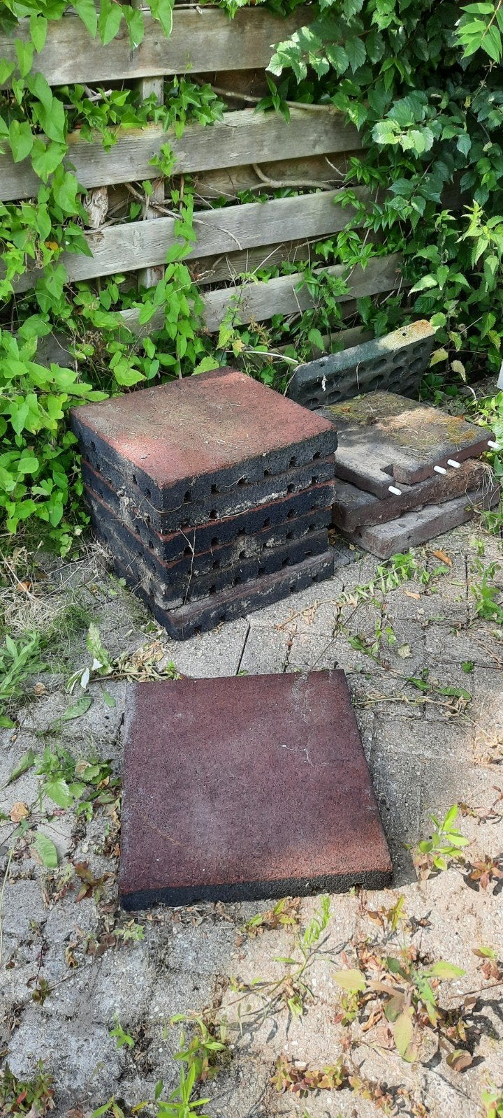 Gratis rubberen tegels, Tuin en Terras, Ophalen, Gebruikt, Overige typen, Rubber
