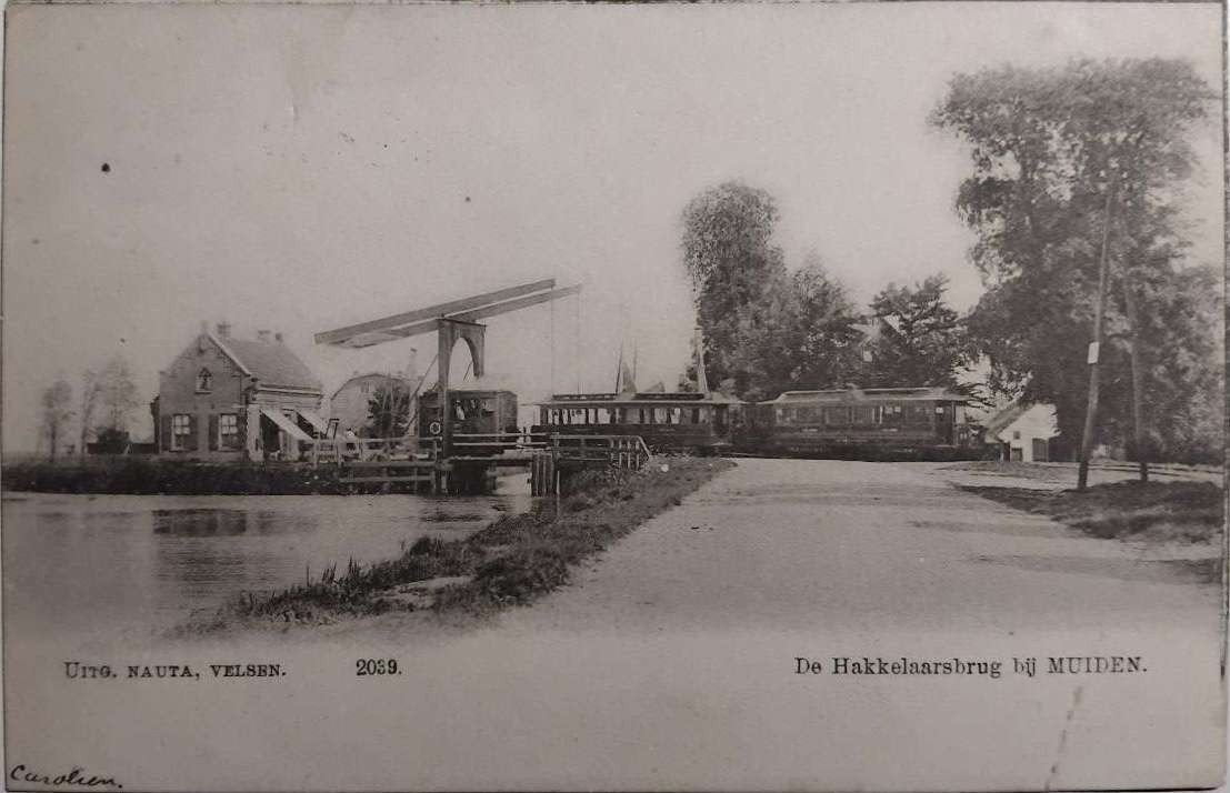 Hakkelaarsbrug Muiden - Gooise Stoomtram, 1902, Ophalen of Verzenden, Voor 1920, Gelopen, Noord-Holland
