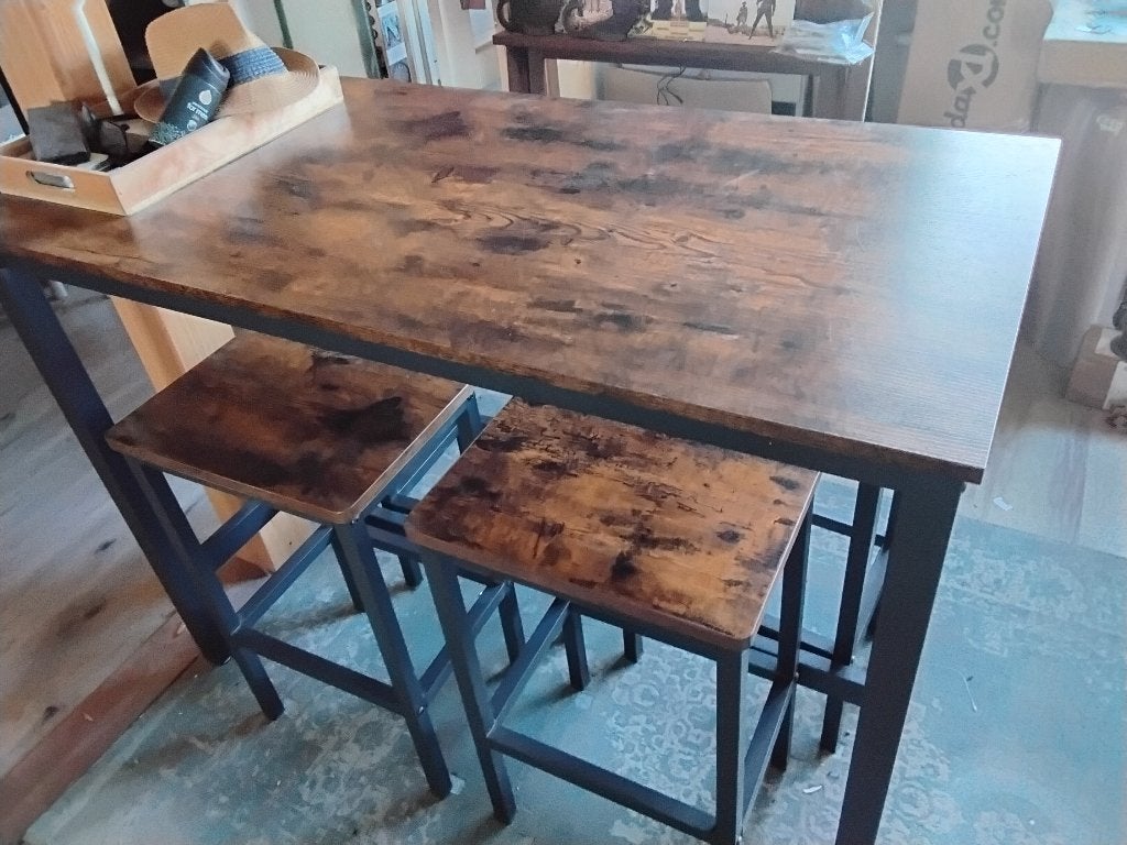 Bartafel + krukjes, Huis en Inrichting, Ophalen, Zo goed als nieuw, Inclusief barstoelen