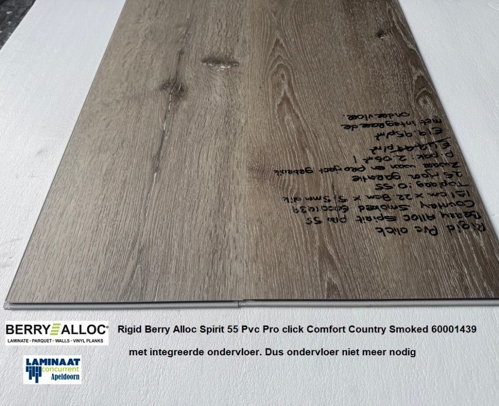 Pvc click Spirit Country Smoked met integreerde ondervloer, Pvc click Country Smoked met geintegreerde ondervloer, 75 m² of meer