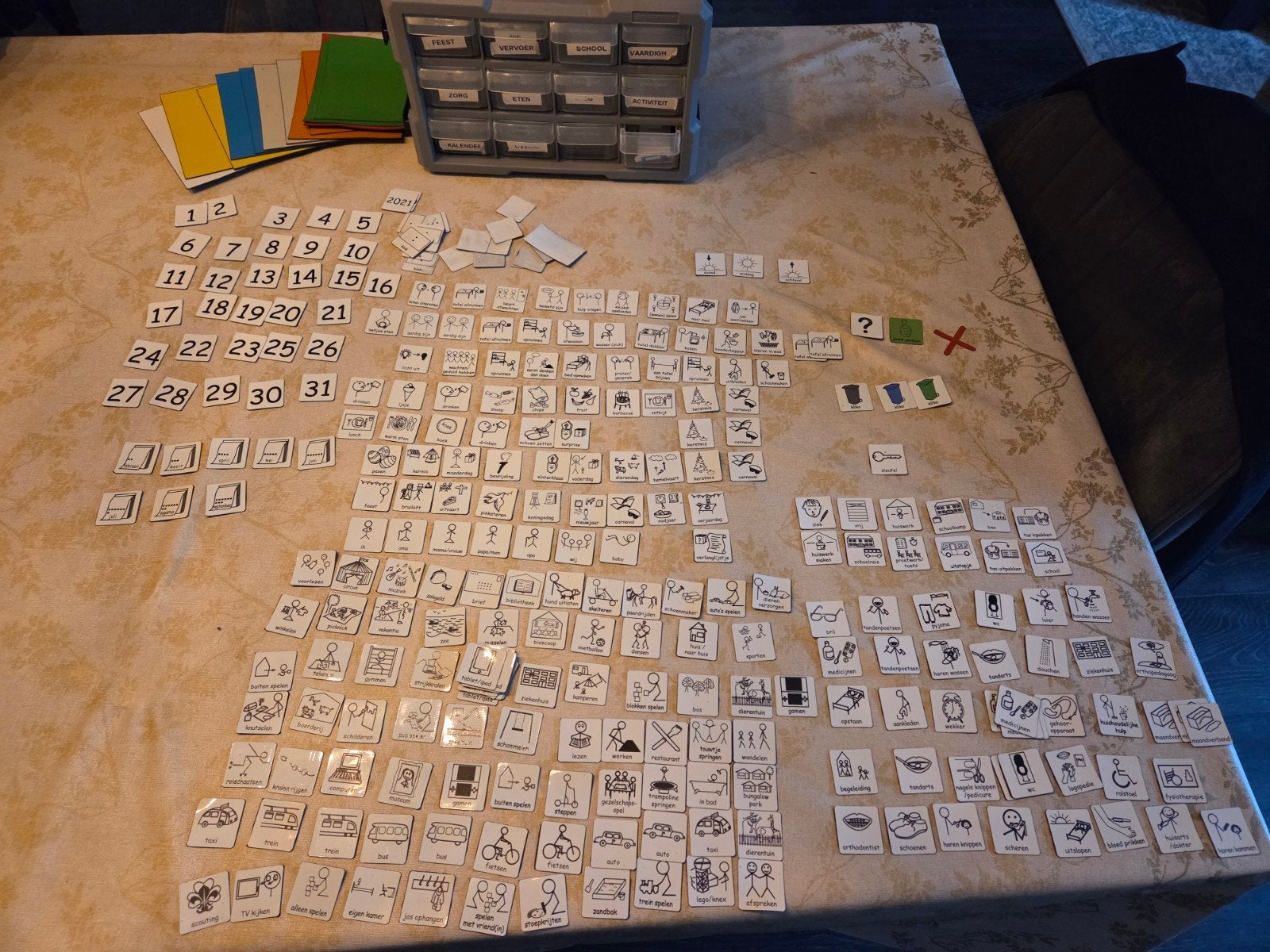 Grote set picto's en dagritmekaarten, Ophalen of Verzenden, Zo goed als nieuw