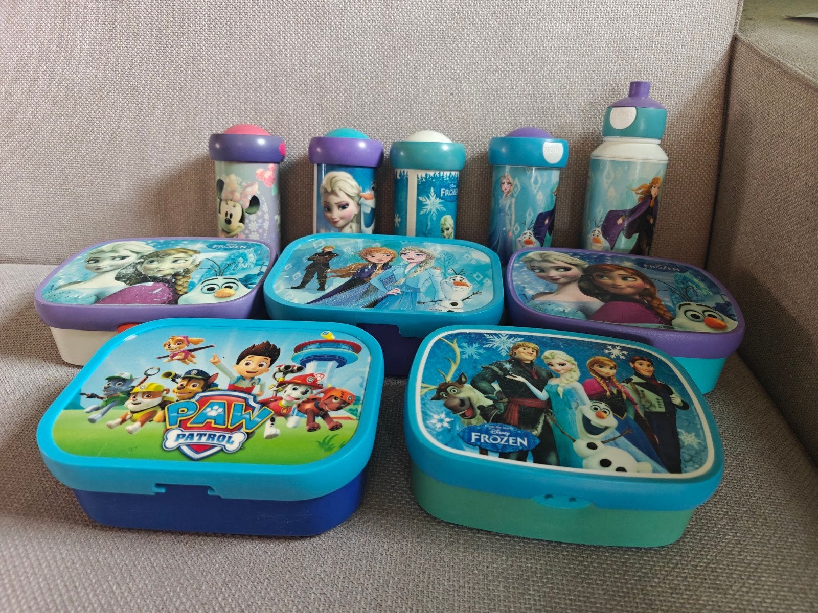 Mepal Frozen, Minnie Mouse & Paw Patrol lunchboxen en bekers, Ophalen, Gebruikt