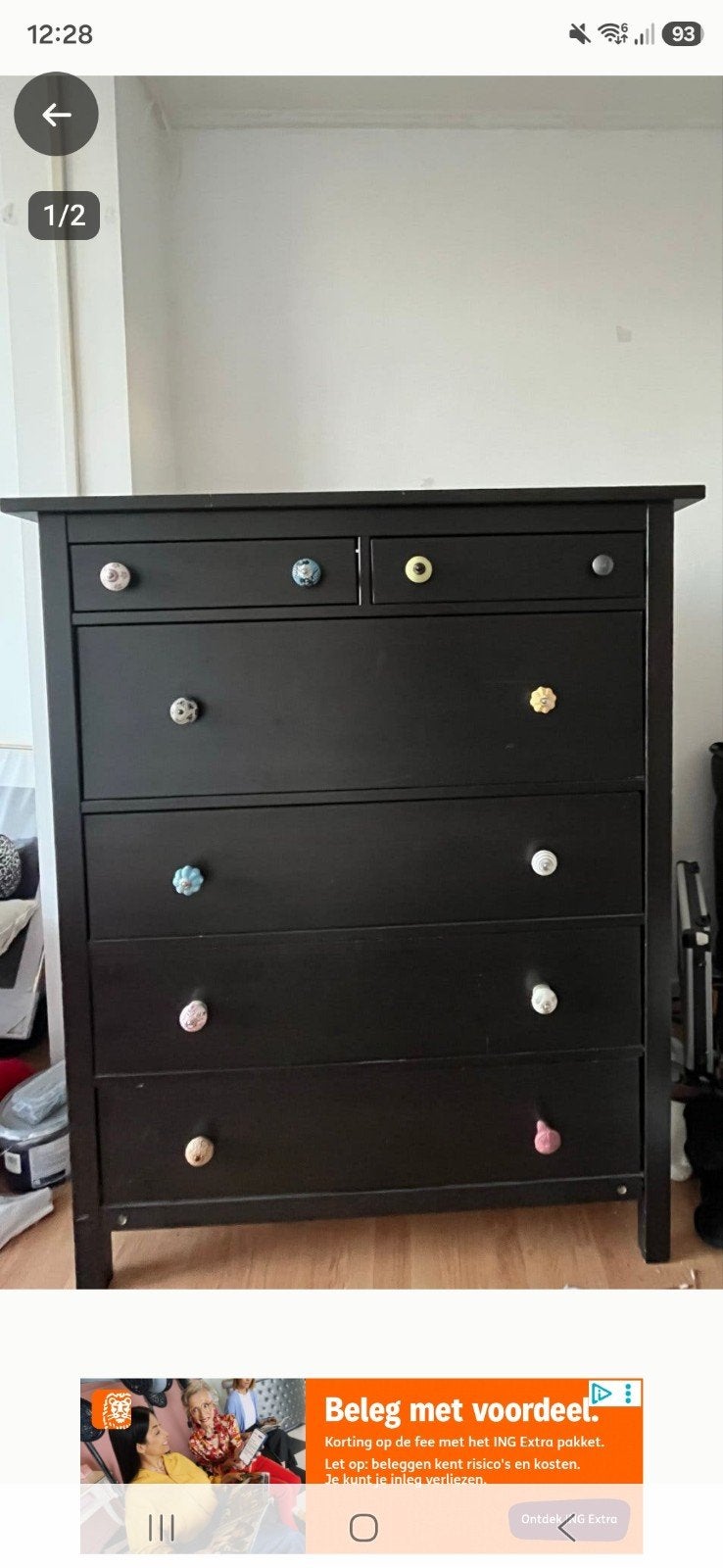 IKEA Hemnes Ladenkast met 6 laden en gekleurde knoppen, Ophalen, Gebruikt