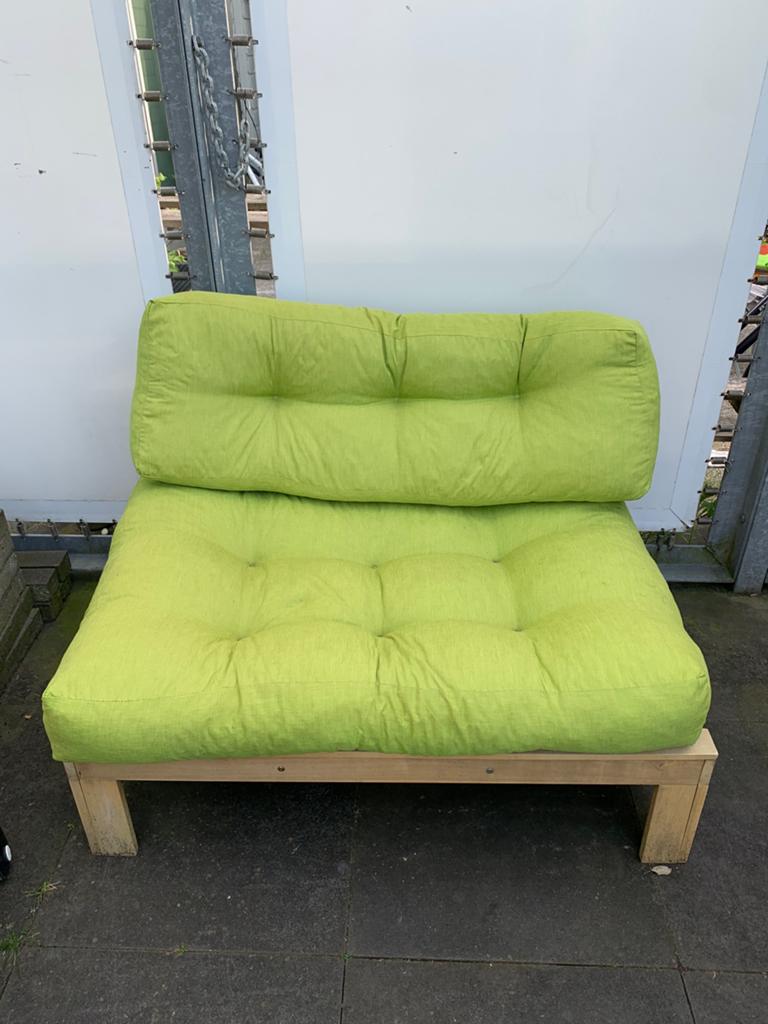 Twee groen Palletkussen. 120*80, 120*40, Ophalen, Zo goed als nieuw