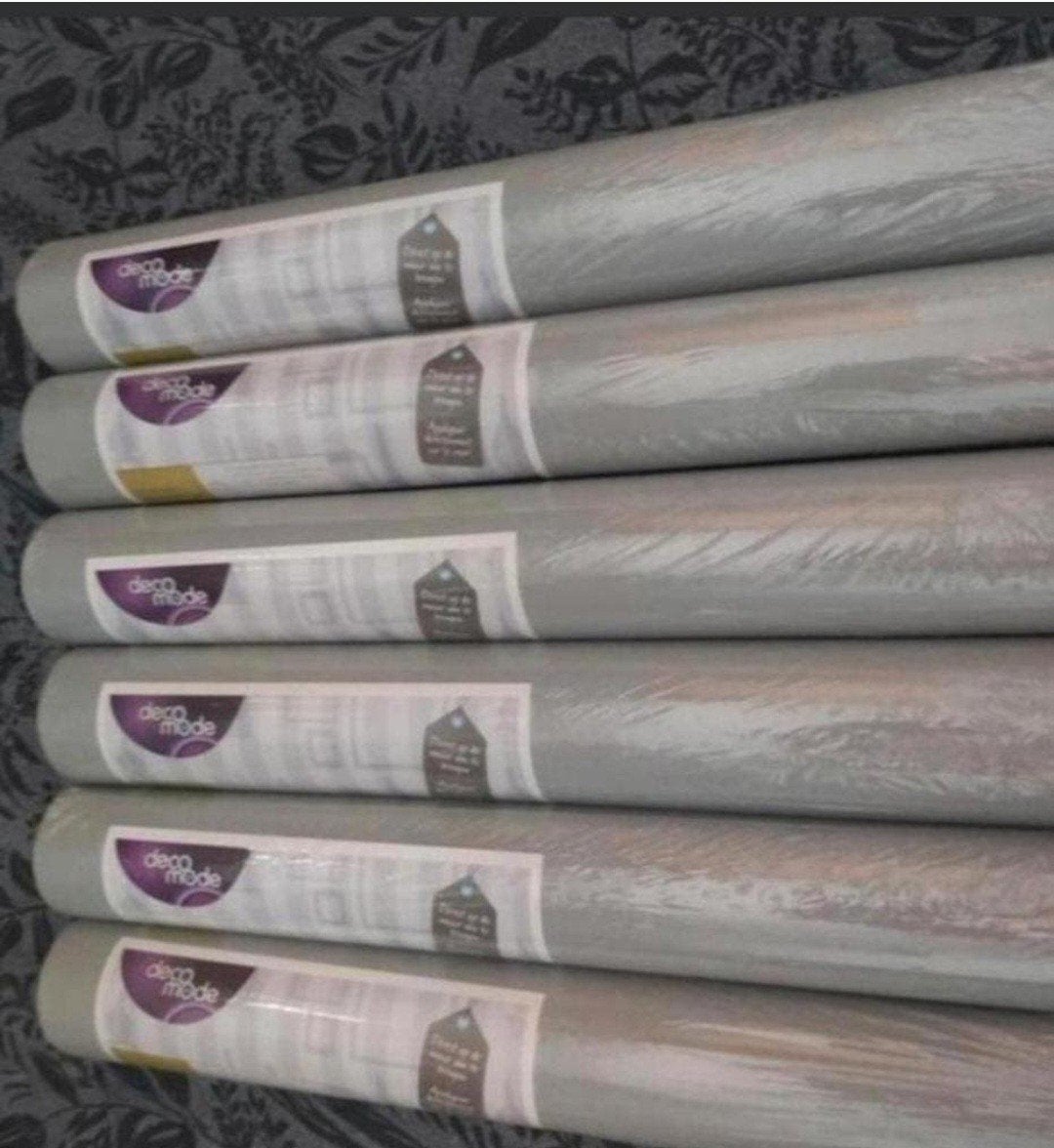 6 rollen grijs behang met glittertjes, Ophalen of Verzenden, Grijs