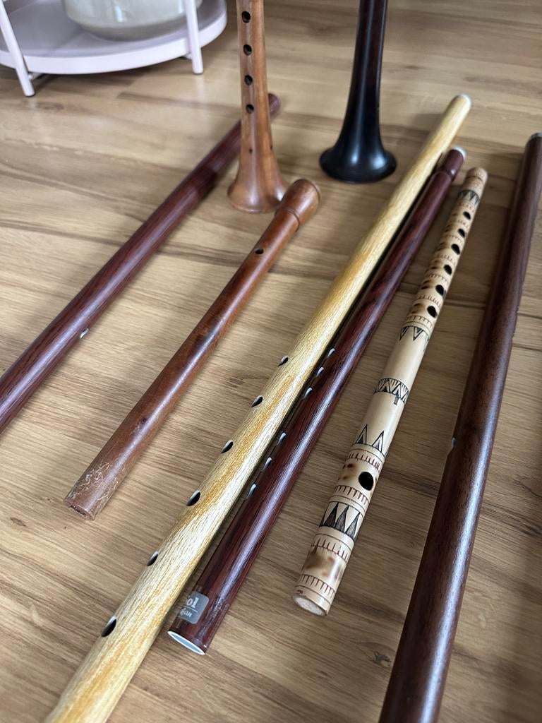 Fluit set 8 stuks - Diverse houten blaasinstrumenten, Ophalen, Zo goed als nieuw