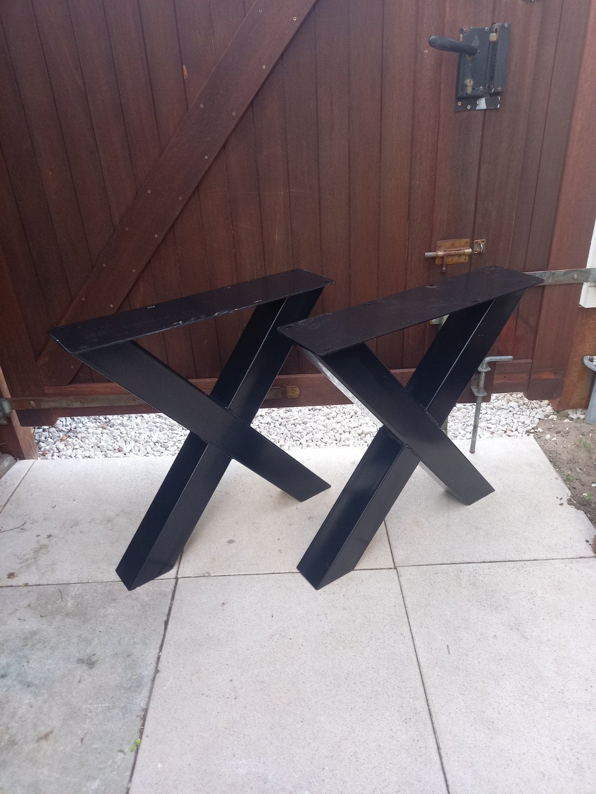 Zwarte stalen industriële tafelpoten set voor eettafel, Huis en Inrichting, Tafelonderdelen, Ophalen, Tafelpoot, 50 tot 100 cm