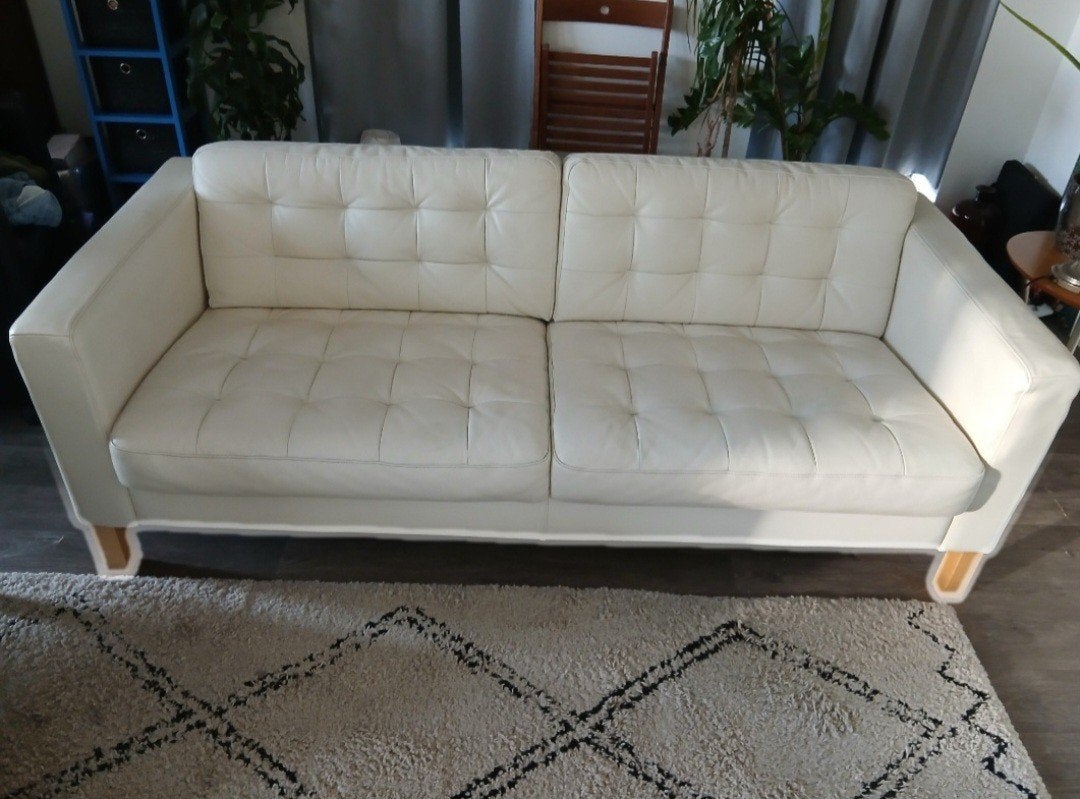 IKEA Zitsbank Crème Leer - Comfortabel en Stijlvol, Huis en Inrichting, Ophalen, Gebruikt, 150 tot 200 cm, Tweepersoons