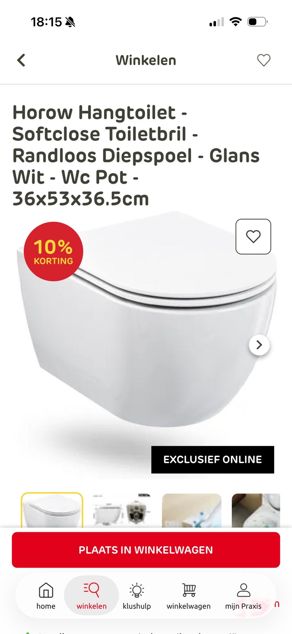 Horow Hangtoilet - Softclose - Randloos - Wit - Nieuw, Doe-het-zelf en Verbouw, Ophalen of Verzenden, Nieuw, Toilet