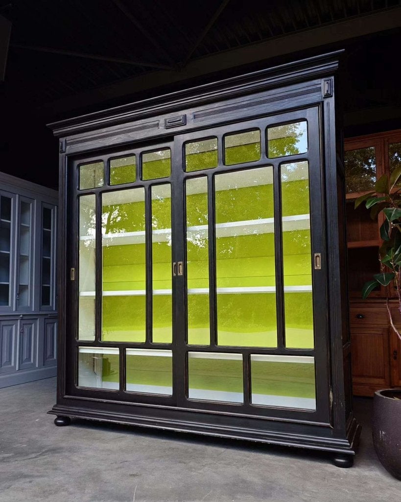 Unieke servieskast "Art Deco" | Vitrinekast jaren20-30 #0498, Metaal, Gebruikt, -, 200 cm of meer