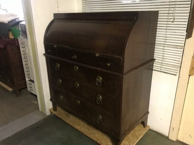 Secretaire rolluik cilinder bureau antiek, Ophalen, Gebruikt
