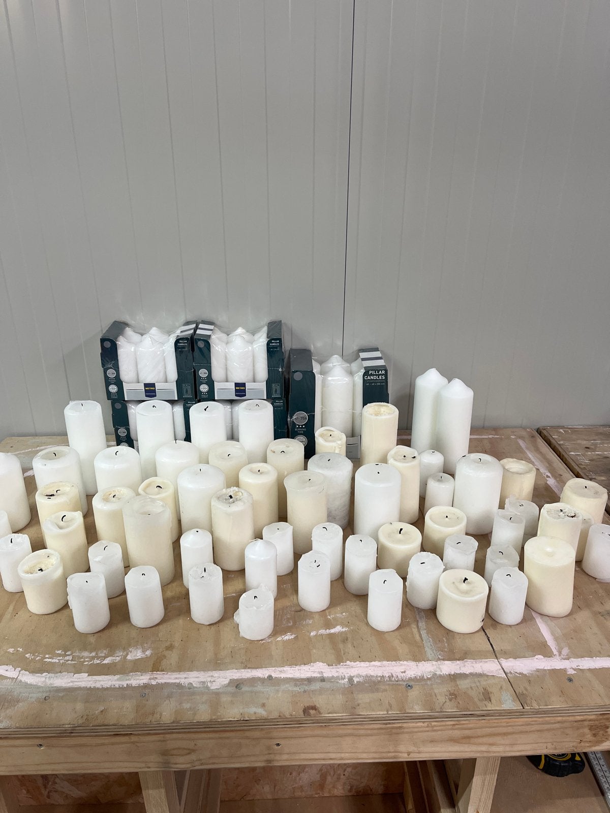 Stompkaarsen voor bruiloft decoratie, Overige materialen, Gebruikt, Wit, Ophalen of Verzenden
