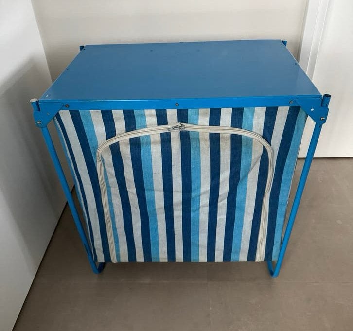 Opvouwbare vintage campingkast - blauw gestreept, Ophalen of Verzenden, Gebruikt