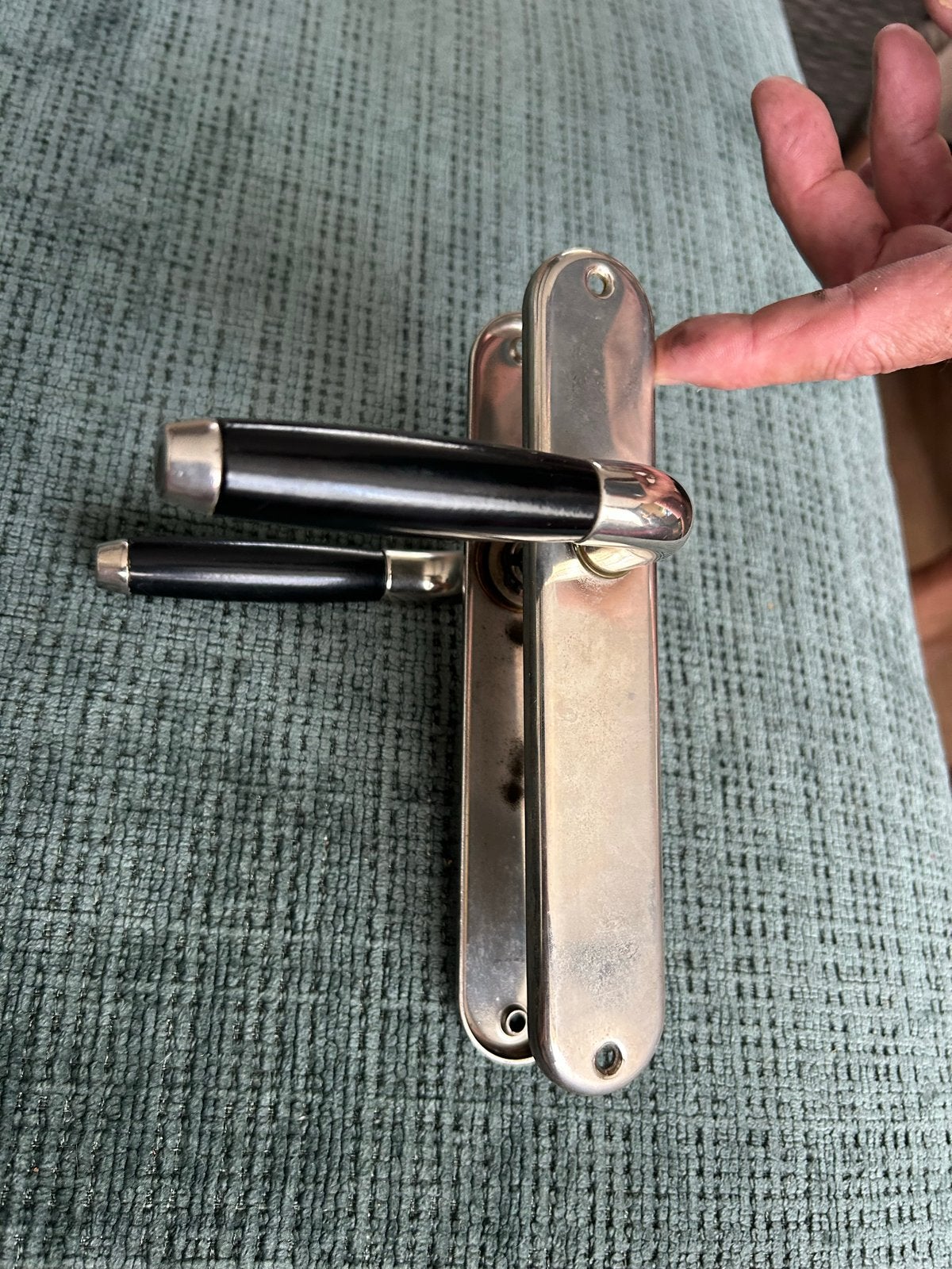 Deurklinken met zwart handvat - Set van 2, Ophalen of Verzenden, Gebruikt, Overige materialen, Klink of Kruk