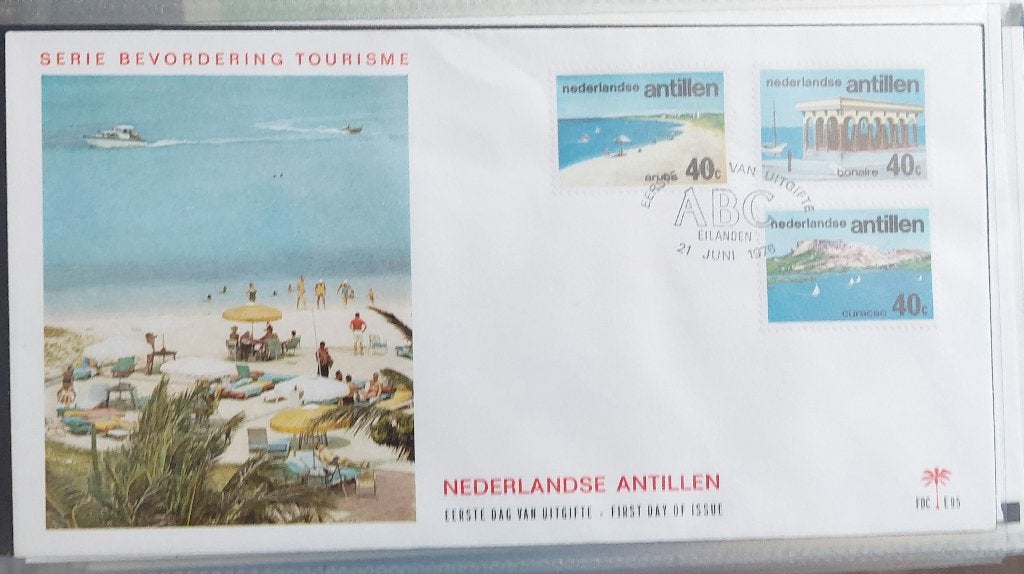 Ned. Antillen 1e dag enveloppen E95 t/m E99, uit jaar 1976., Postzegels en Munten, Postzegels | Eerstedagenveloppen, Ophalen of Verzenden