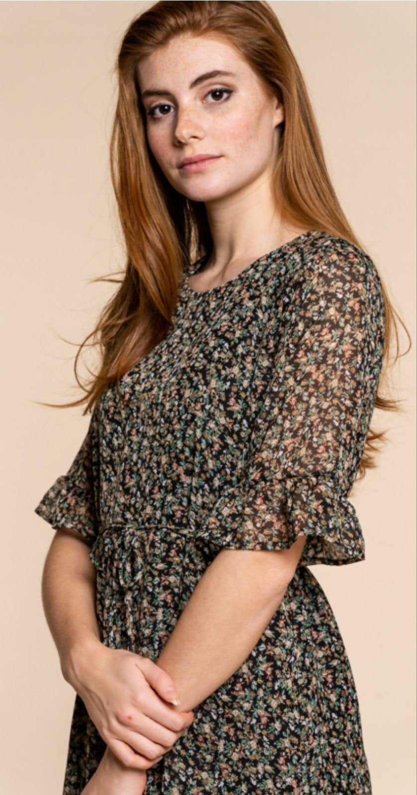 Nieuwe lange Geisha jurk met bloemen en bladerenprint maat S, Overige kleuren, Geisha, Nieuw, Ophalen of Verzenden