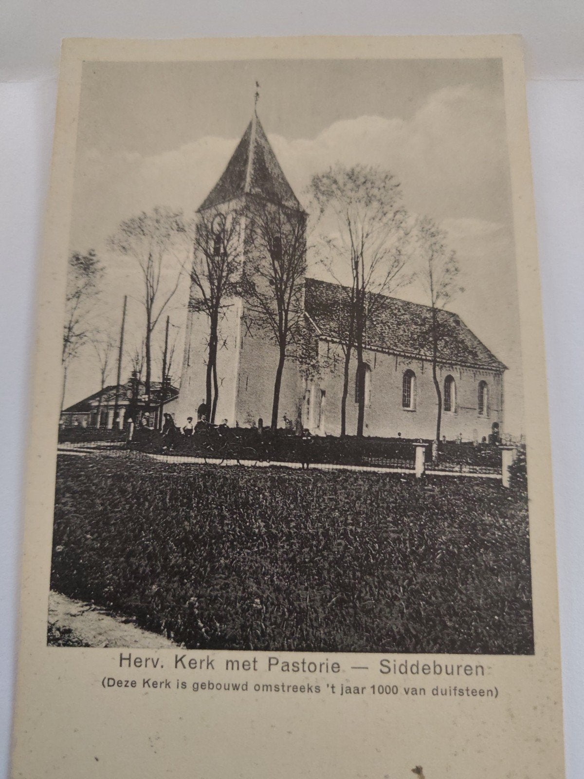 Oude Ansichtkaart Herv. Kerk met Pastorie - Siddeburen, Ophalen of Verzenden, Voor 1920, Gelopen, Groningen