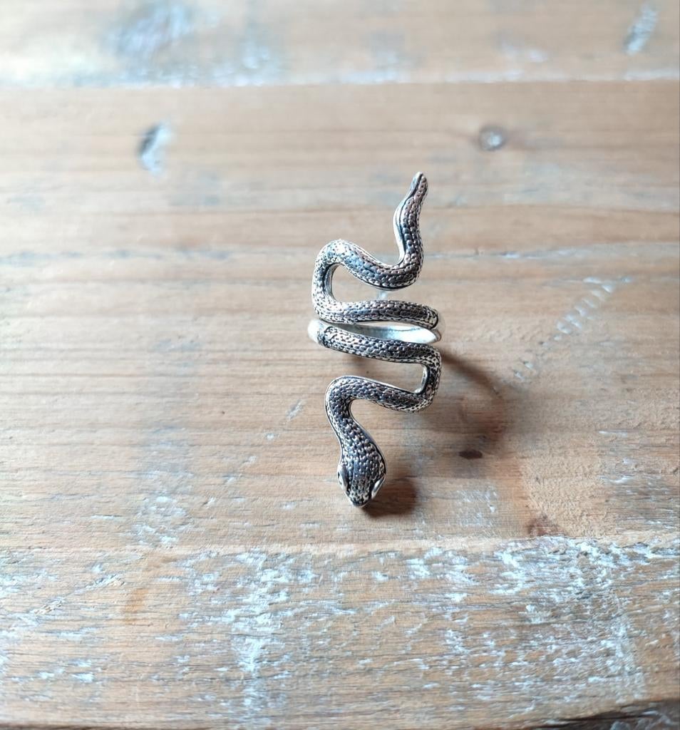 Verstelbare Slangen Ring - Uniek Design, Sieraden, Tassen en Uiterlijk, Ringen, Nieuw, Dame of Heer, Zilver, Overige materialen