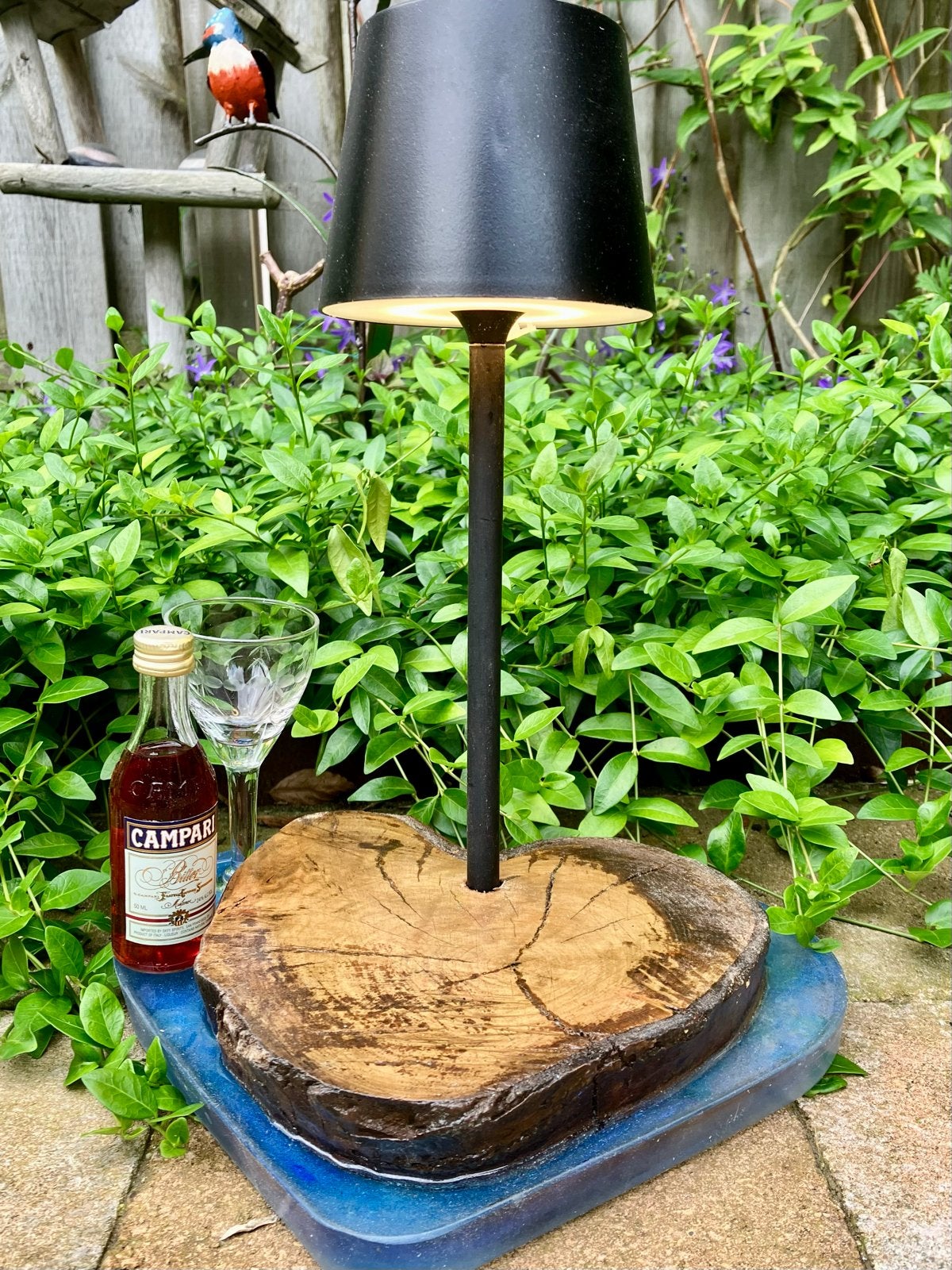 Handgemaakte hartvormige Houtschijf in epoxy  Lamp & borrel!, Ophalen of Verzenden, Nieuw
