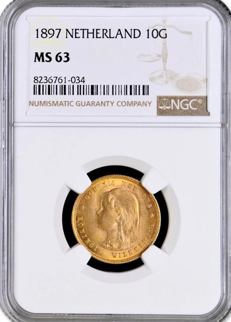 Nederland, Koninkrijk Wilhelmina, gouden tientje 1897 MS63!!, Ophalen of Verzenden, Koningin Wilhelmina, 10 gulden