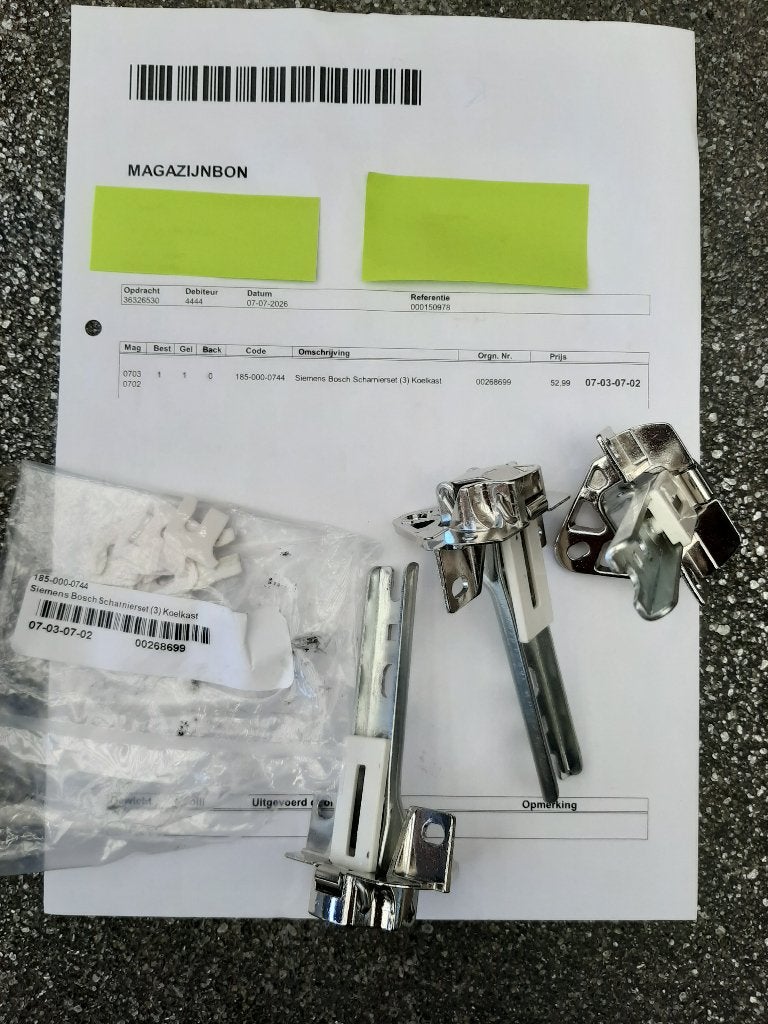 Koelkast scharnier set 268699, Ophalen, Zonder vriesvak, 120 tot 140 cm, 100 tot 150 liter