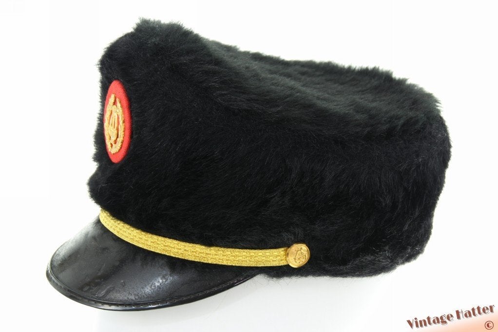 vintage Fanfare hoed zwart faux bont 55,5 = S, Hoed, Henca, Ophalen of Verzenden, 57 cm (M, 7⅛ inch) of minder