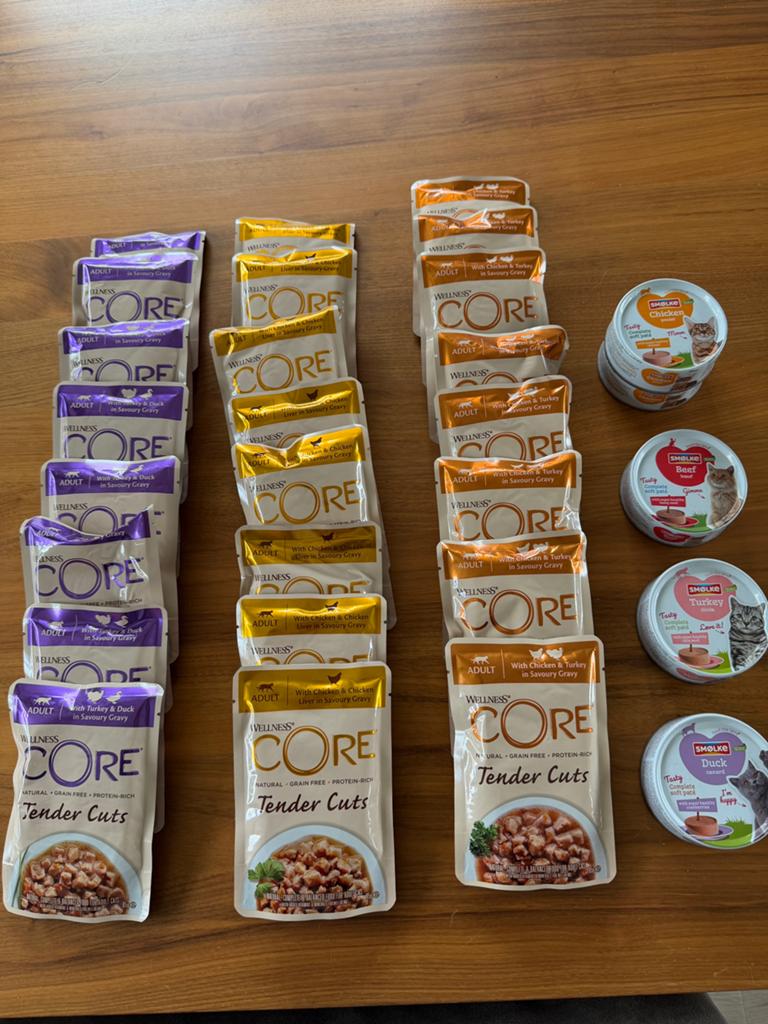 Wellness Core Tender cuts 85 gr en Smølke softpaté 80 gr, Dieren en Toebehoren, Ophalen, Kat