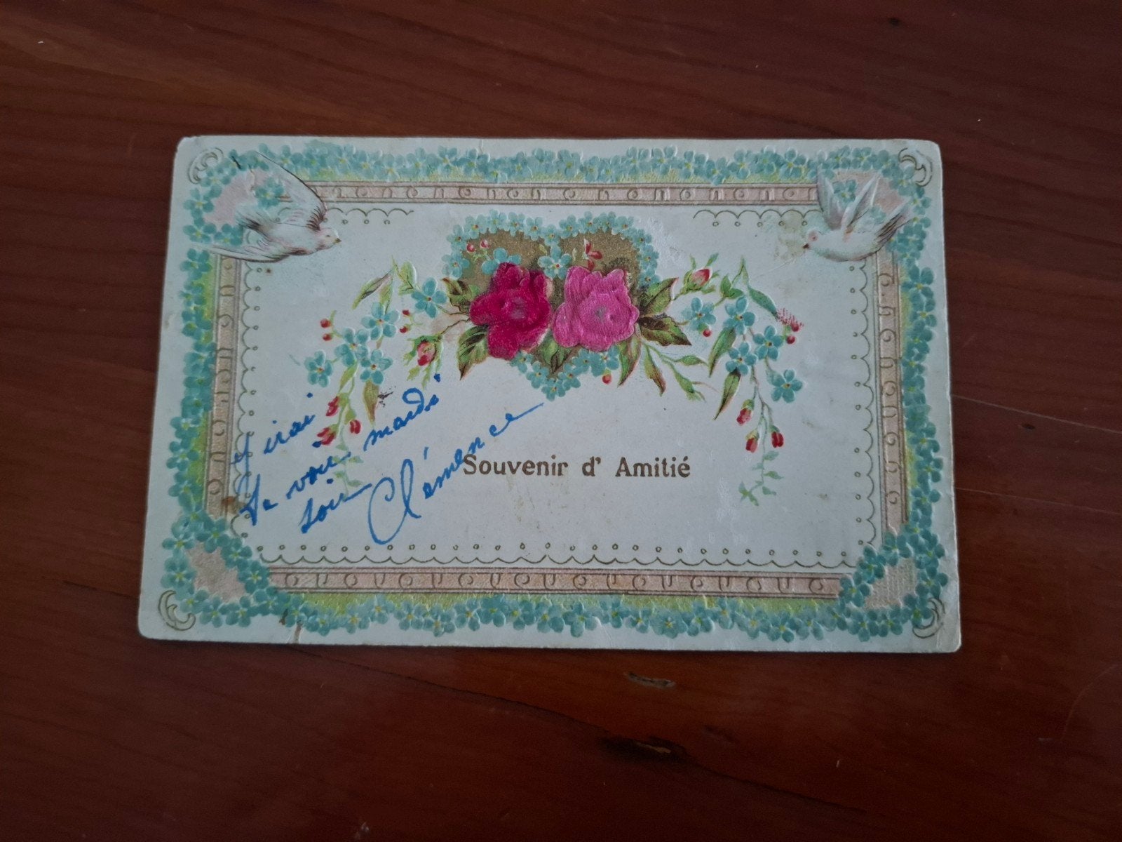 Antieke Victoriaanse Ansichtkaart - Souvenir d'Amitié 1904, Verzamelen, Ophalen of Verzenden, Voor 1920, Gelopen
