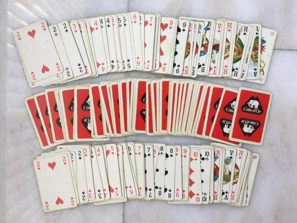 3 stokken speelkaarten van het merk Cote d’Or - Olifant, Verzamelen, Speelkaarten, Jokers en Kwartetten, Ophalen of Verzenden