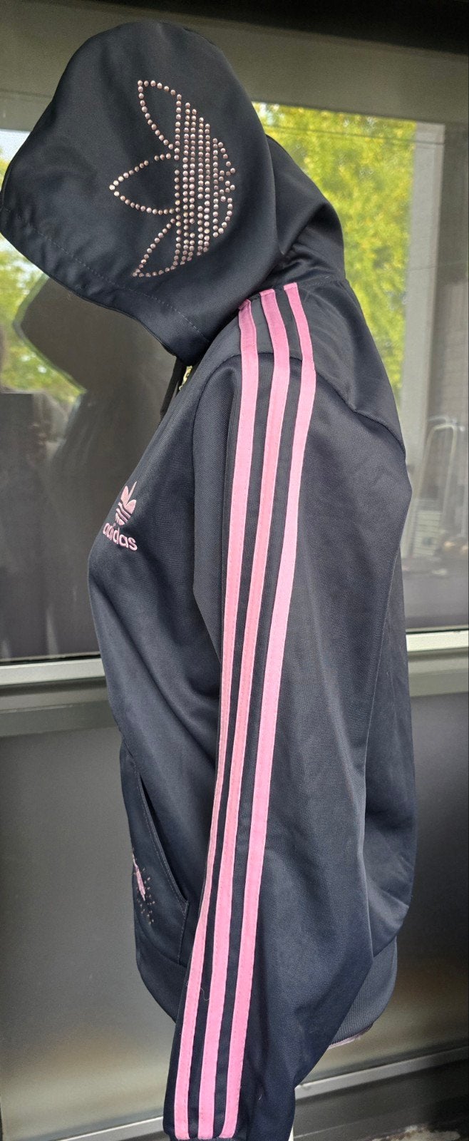 Vintage Adidas Originals Chile 62 Track Jacket Grijs/Roze ML, Maat 38/40 (M), Overige typen, Grijs, Gedragen