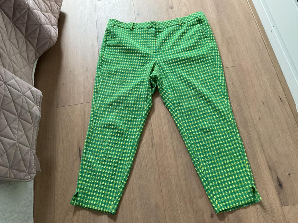 Samoon Groen/Geel Geruite Broek 7/8 maat 48, Kleding | Dames, Maat 46/48 (XL) of groter, Ophalen of Verzenden, Zo goed als nieuw