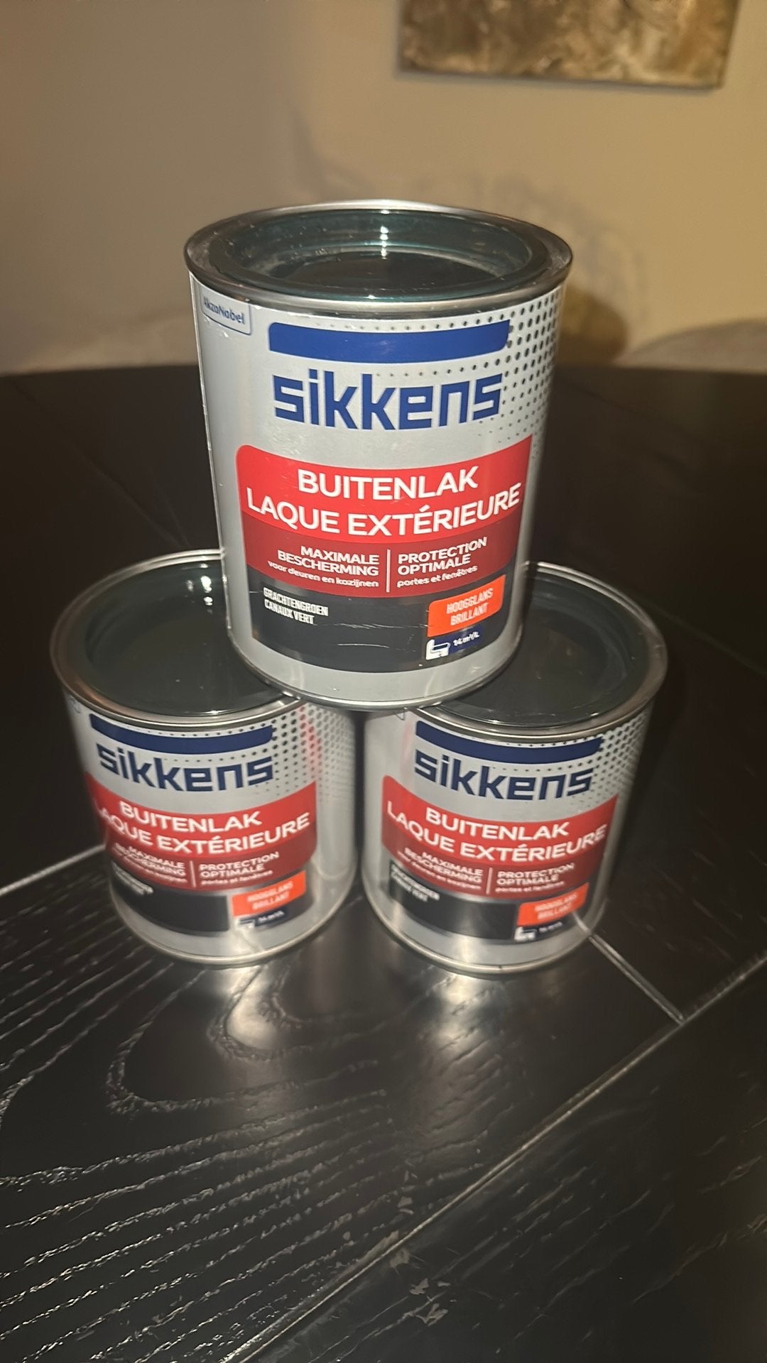 Sikkens grachtengroen hoogglans bw 3 voor 50 euro, Ophalen of Verzenden, Zo goed als nieuw, Wit, Lak
