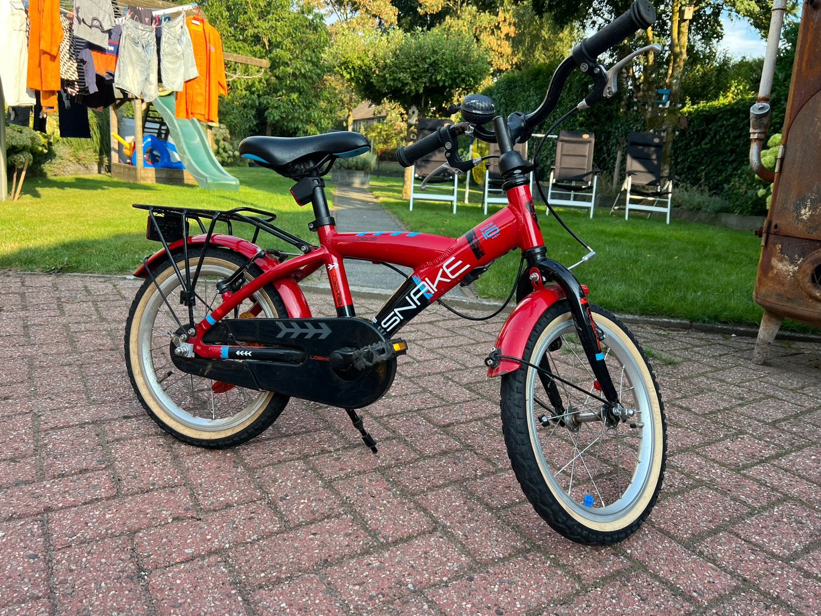 Mooi jongensfietsje (16”) te koop, Fietsen en Brommers, Fietsen | Jongens, Ophalen, Terugtraprem, Gebruikt, Handrem