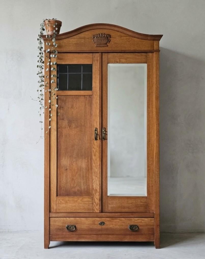 Antieke brocante Art Deco meidenkast vintage linnenkast kast, Ophalen of Verzenden