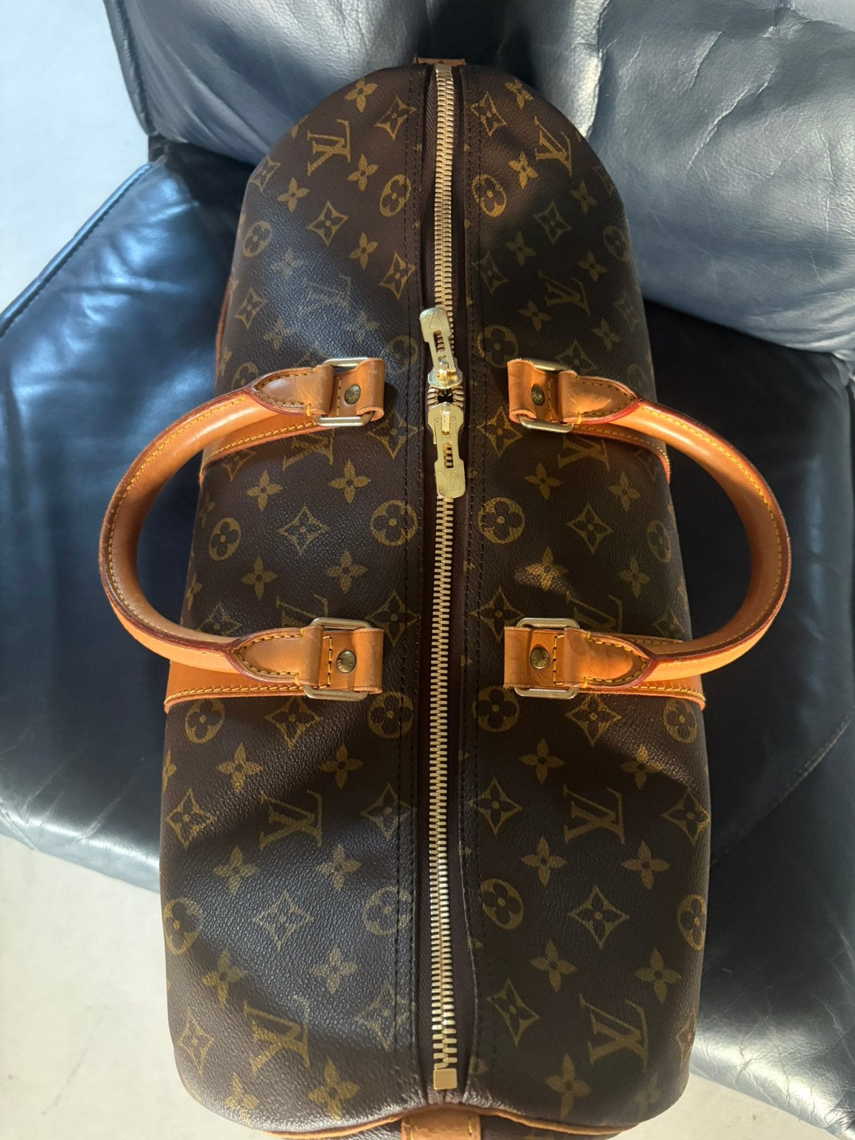Louis Vuitton Keepall 45, 40 tot 60 cm, 30 cm of meer, Gebruikt, Bruin