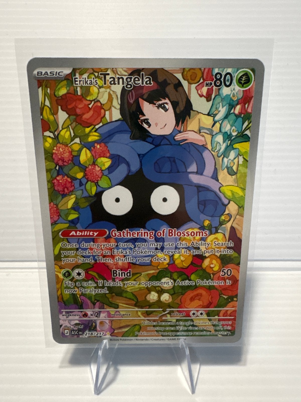 Erika's Tangela 218/217 Ascended Heroes NM Pokémon Kaart, Ophalen of Verzenden, Zo goed als nieuw, Losse kaart