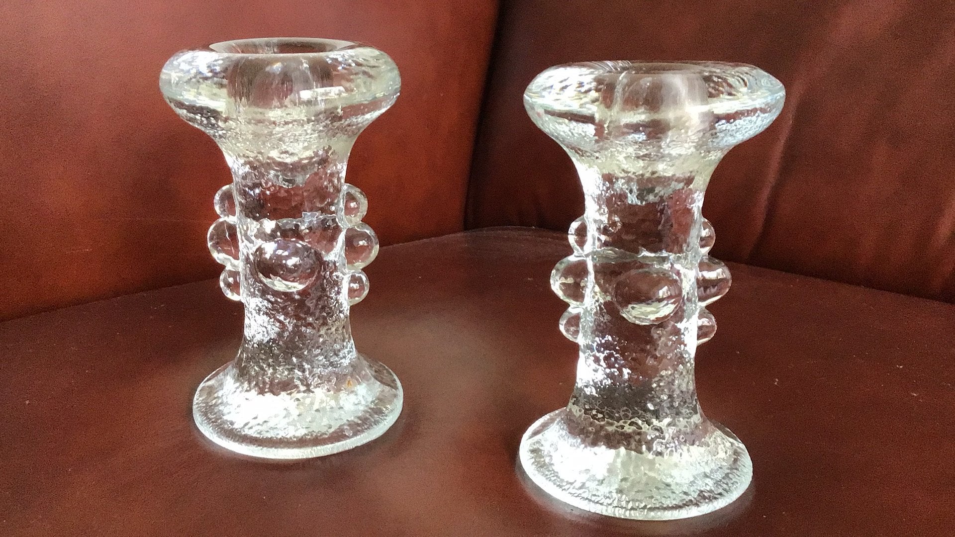 Pukeberg kandelaars  2 x, Antiek en Kunst, Antiek | Glas en Kristal, Ophalen of Verzenden