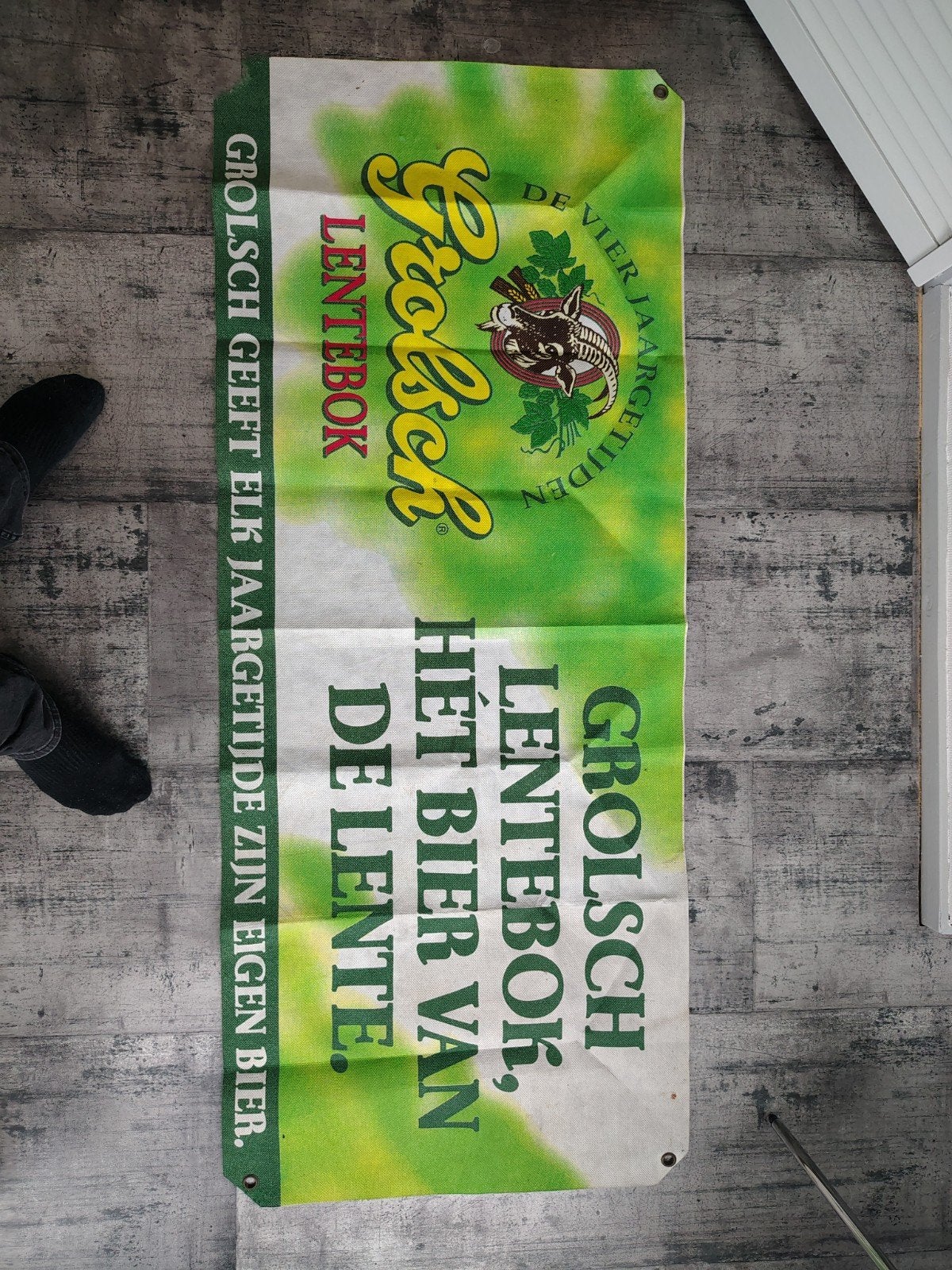 Grolsch Lentebok Reclamebanner - Het Bier van de Lente, Ophalen of Verzenden