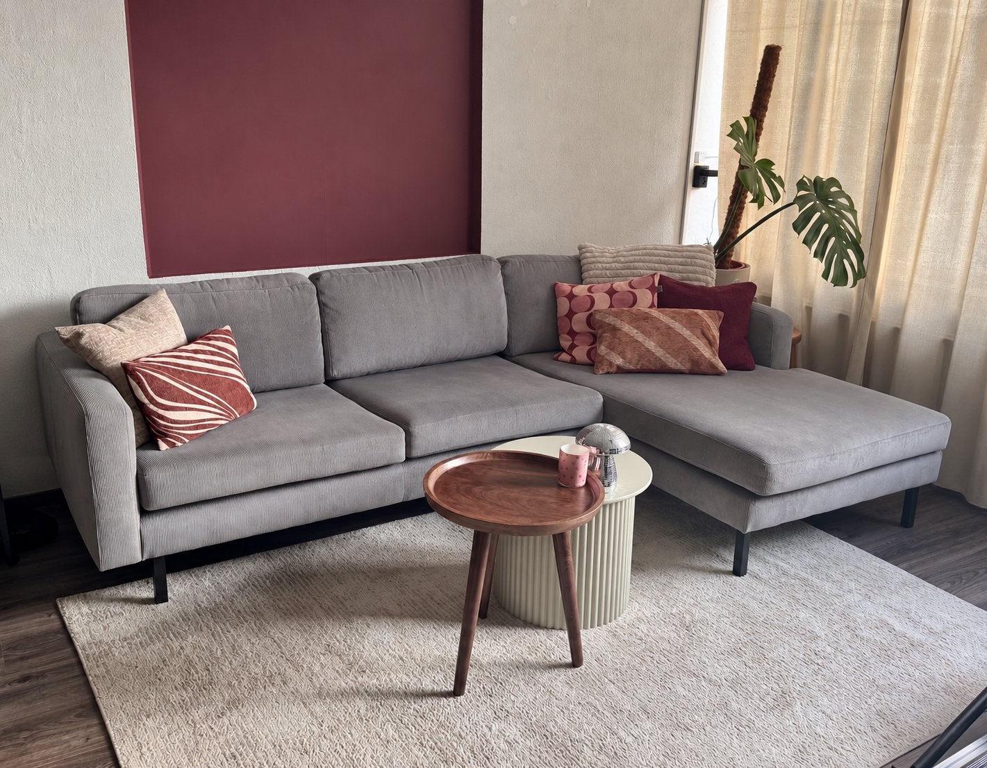 KARWEI Fali Chaise longue bank vergrijsd groen / grijs zgan, Ophalen, Gebruikt, Stof