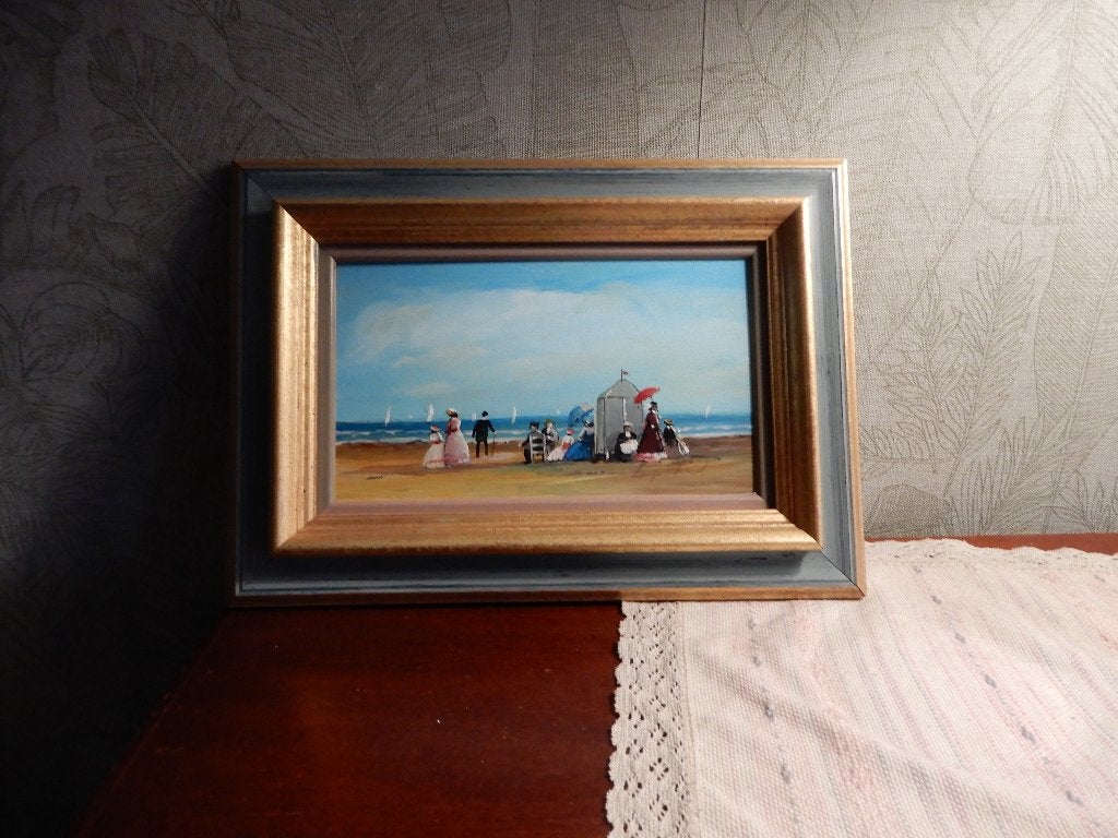 schilderij (la plage), Maritiem / water, Doek, Impressionistisch, Ophalen of Verzenden