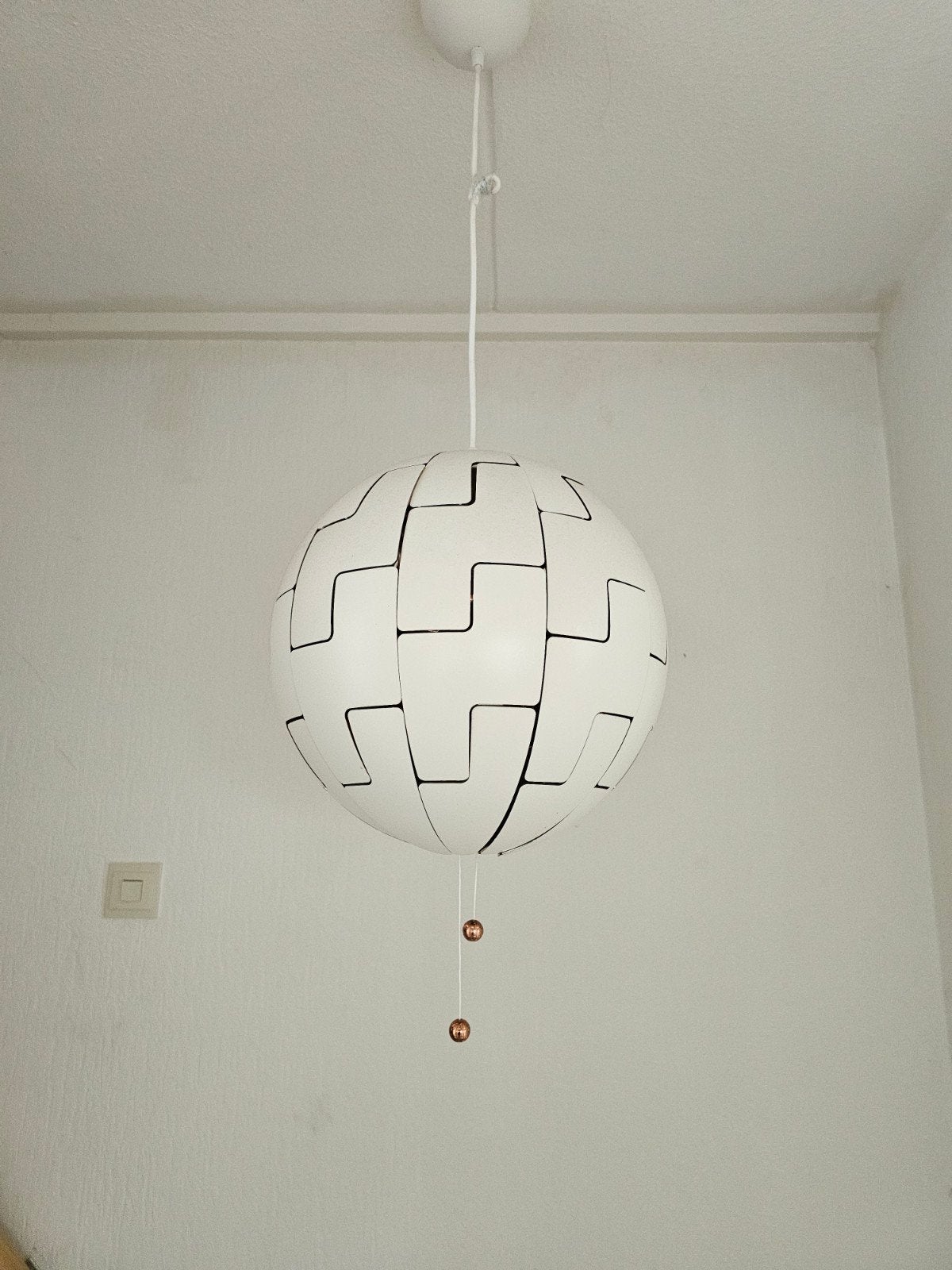 Ikea PS hanglamp - Wit/Koper - Verstelbaar, Ophalen, E27 (groot), Metaal, Modern, Scandinavisch, Speels