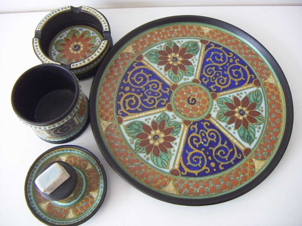 Zuid Holland Gouda plateel keramiek rookstel jr.1916-1923., Ophalen of Verzenden