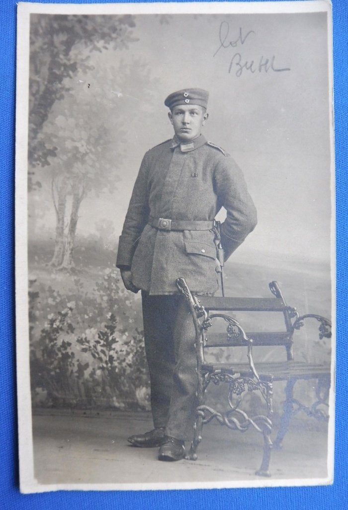 WO1 Feldpost/Fotokaart studiofoto Duitse soldaat (T), Verzamelen, Verzenden, Landmacht, Duitsland, Foto of Poster