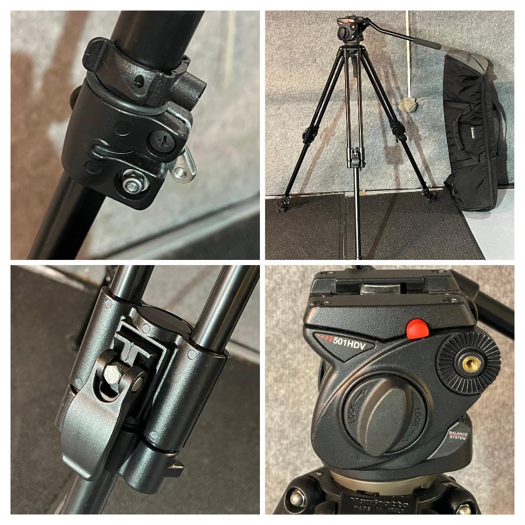 professionele tripod Manfrotto 501 HDV statief, Ophalen of Verzenden, Gebruikt, Minder dan 150 cm, Driepoot