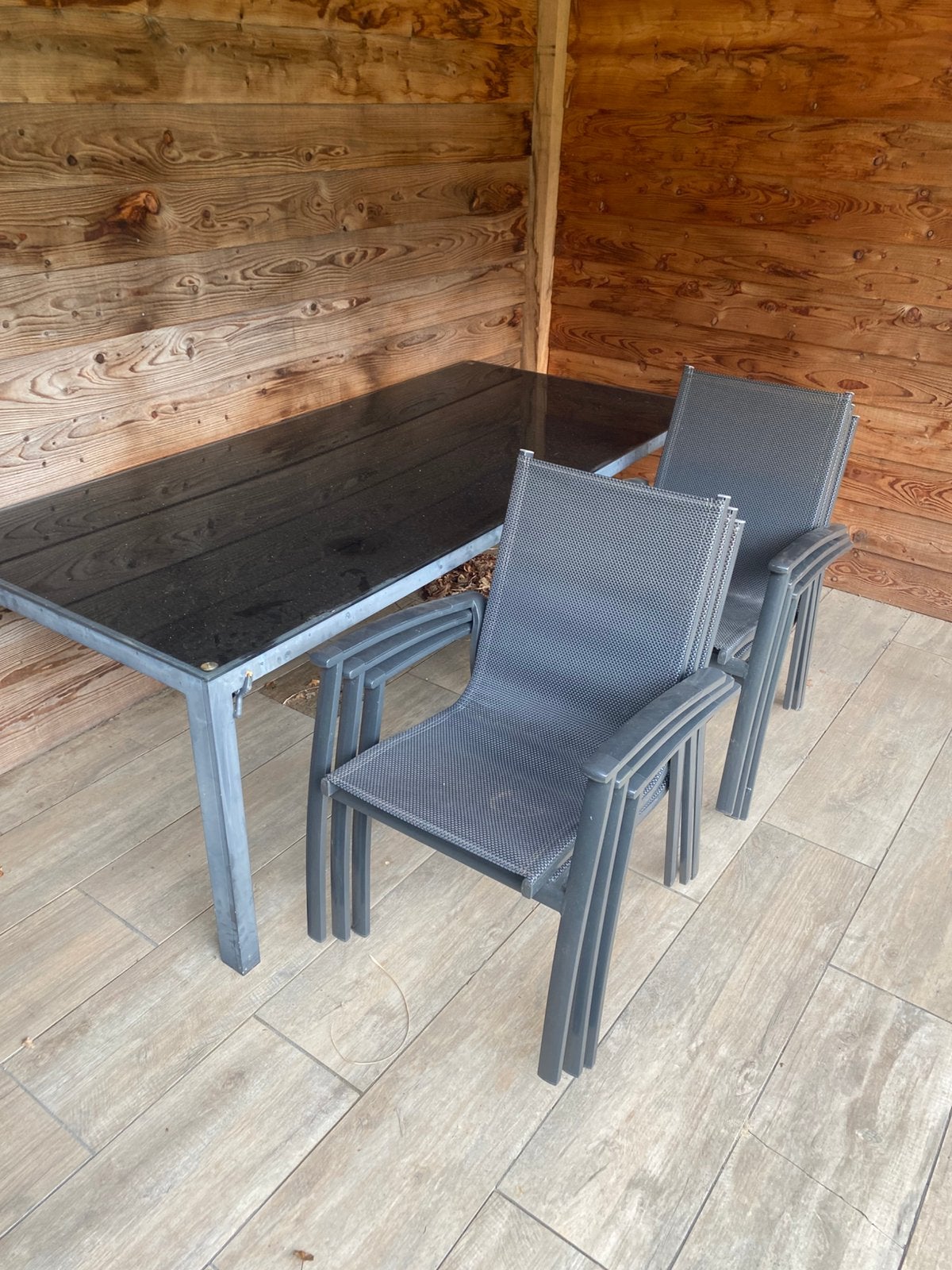 Tuintafel plus stoelen, Tuin en Terras, Ophalen, Zo goed als nieuw
