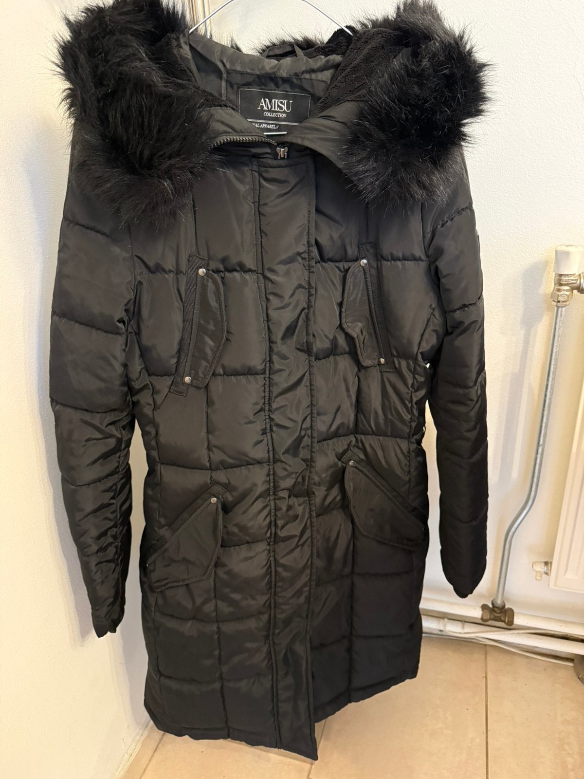 Lange winterjas maat 34/36, Kleding | Dames, Ophalen of Verzenden, Gedragen, Maat 34 (XS) of kleiner, Zwart