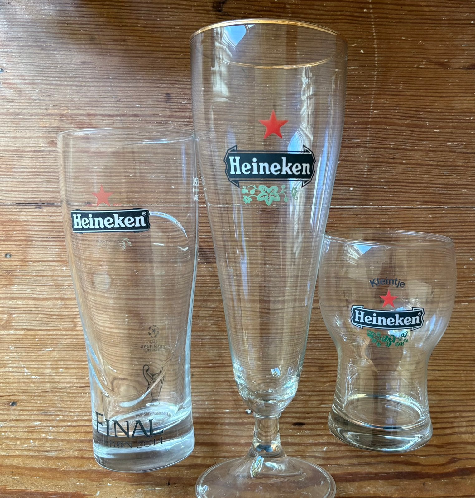 3 glazen Heineken, Verzamelen, Biermerken, Ophalen, Gebruikt, Glas of Glazen, Heineken