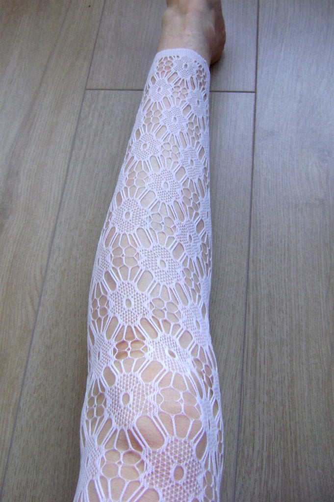 wit kant legging steampunk gothic lolita cosplay punk rock, Verzenden, Wit, Maat 40/42 (M), Zo goed als nieuw
